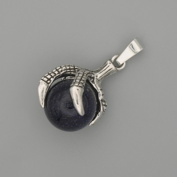 Aventurine Pendant Night of Kaïra Paw with Bead 18x37mm± Silver Metal