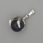 Aventurine Pendant Night of Kaïra Paw with Bead 18x37mm± Silver Metal