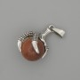 Aventurine Pendant "Paw with Ball" Gold Sand 18×37 mm+ Silver Tone Metal