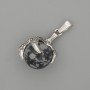 Pendant Snow Obsidian Paw with Ball 18x37mm+ Silver Metal