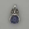 Owl Pendant Sodalite in Silvery Metal, diameter 30×20mm, length 37mm