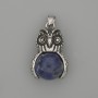 Owl Pendant Sodalite in Silvery Metal, diameter 30×20mm, length 37mm