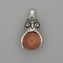 Pendant Owl Aventurine Gold Sand Silver Metal, diameter 30×20 mm±, length 37 mm±