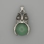 Pendant Owl Jadeite with Silver Metal, diameter 30×20mm ±, length 37mm ±