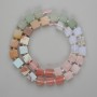 Assorted Beads of Chalcedony, Opalite, and Pink Quartz Cubic Beads 8×8mm±, 3mm± Seed Beads, 38cm± on Thread
