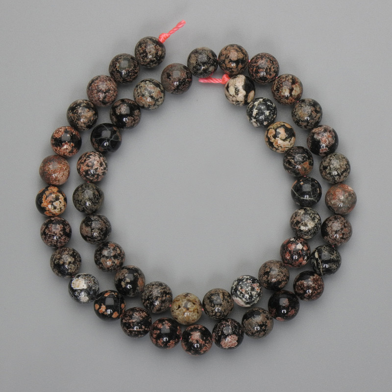 Obsidian Beads Smooth Round 7.5 mm, on Thread 39 cm ±