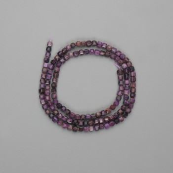 Charoite Beads Faceted Cube 3x3mm+, on Thread, Length ~39cm
