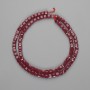 Ruby (corundum) beads faceted cube 4x4mm+- , length 38cm+- on a string