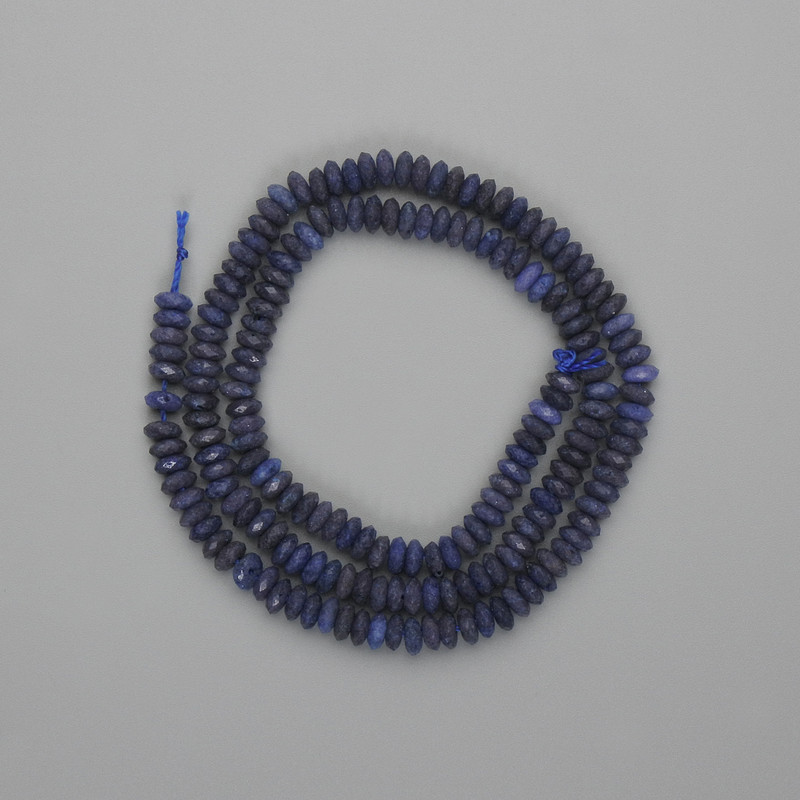 Sapphire Beads, Branded Rondel, 4.5×2 mm, on Thread, Length 38 cm