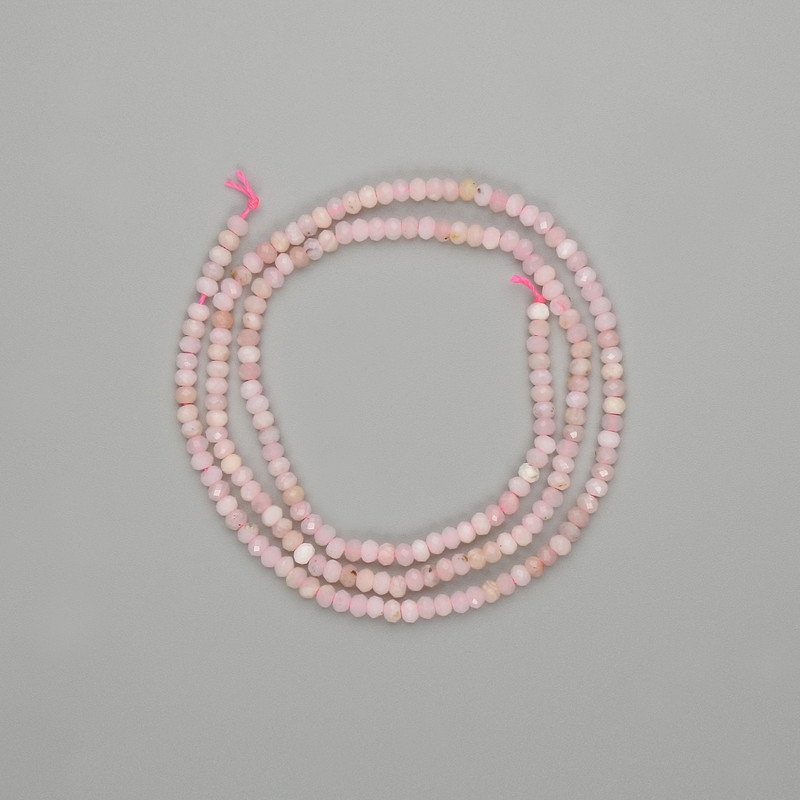 Rose Opal Beads Faceted Rondelle 3x2mm+, 39cm+ length on thread