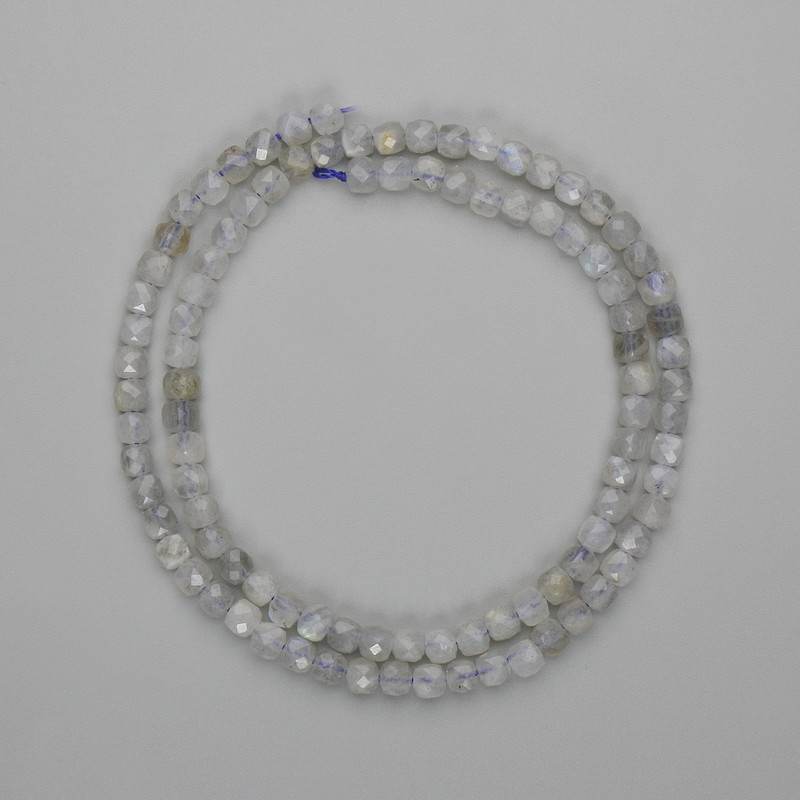 Labradorite Beads Faceted Cubes 4x4mm, 39 cm long on thread