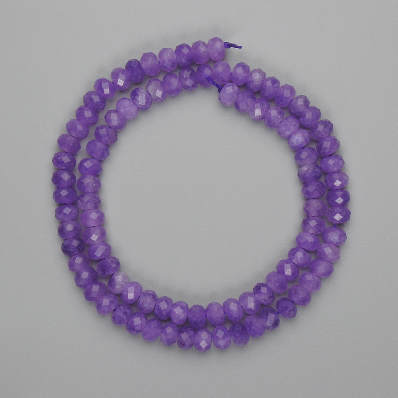 Amethyst Beads faceted Rondelle 6x4mm, 37 cm on thread