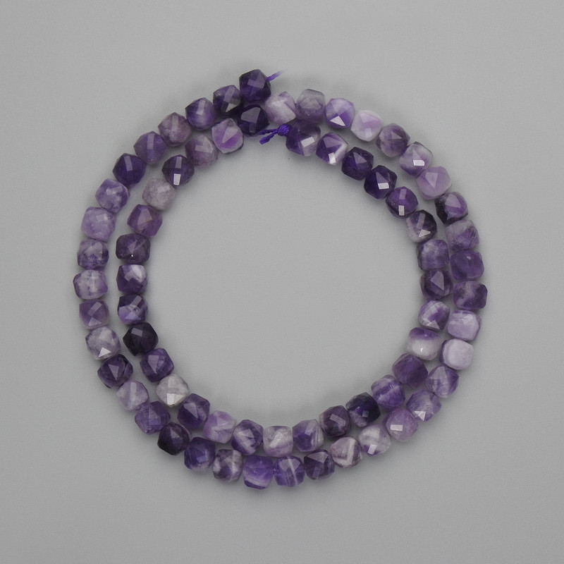 Amethyst Beads Faceted Cube 5x5mm ±, length 37cm ± on a thread