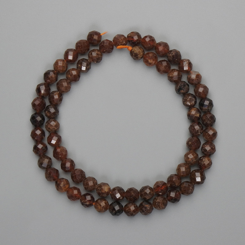 Gehsonite Beads Faceted Round 6mm +-, on a thread, length 39cm +-