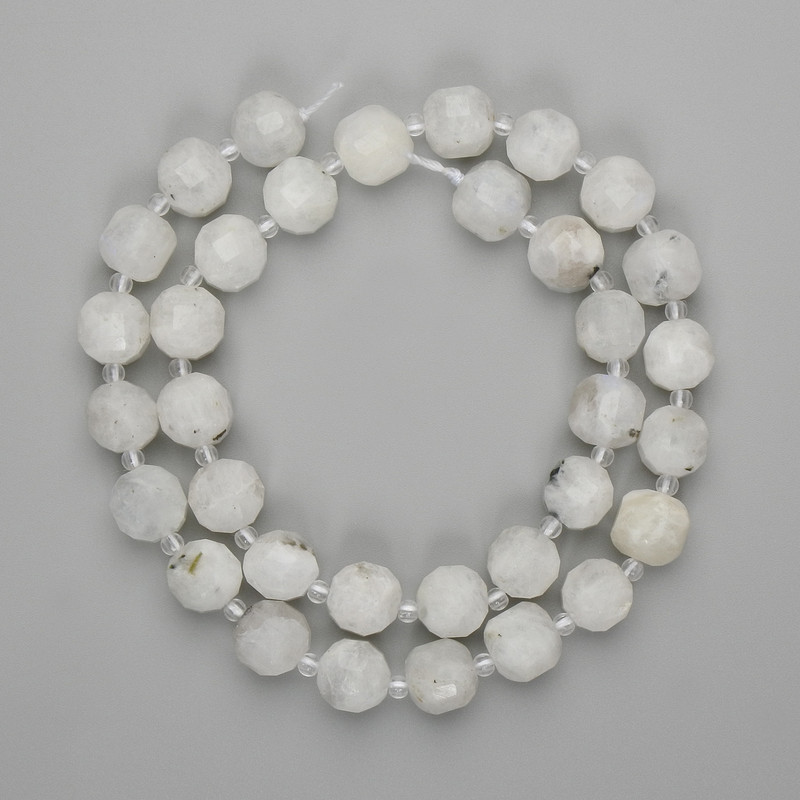 Adularia Beads Faceted Cube 9x9mm+- Beads 3mm+-, Length 40cm+- on Thread