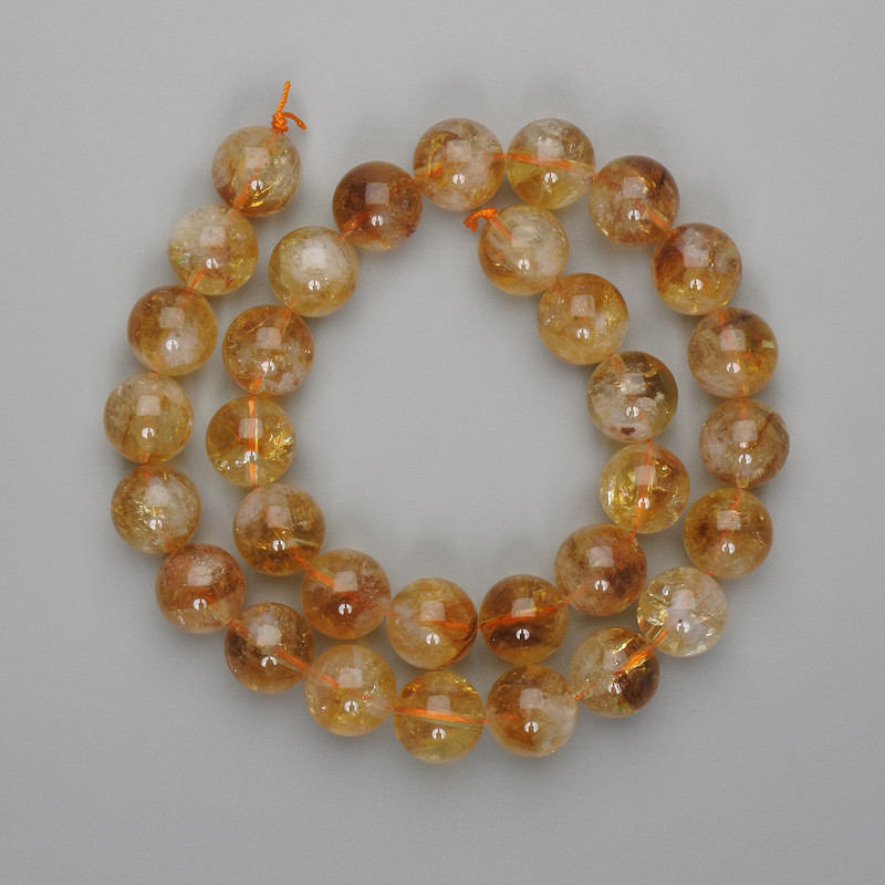 Citrene Beads Smooth Ball 12mm+-, length 38cm+-