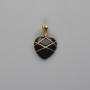 Pendant Heart in Weaving Agate 21x21mm+-, diameter 30mm+