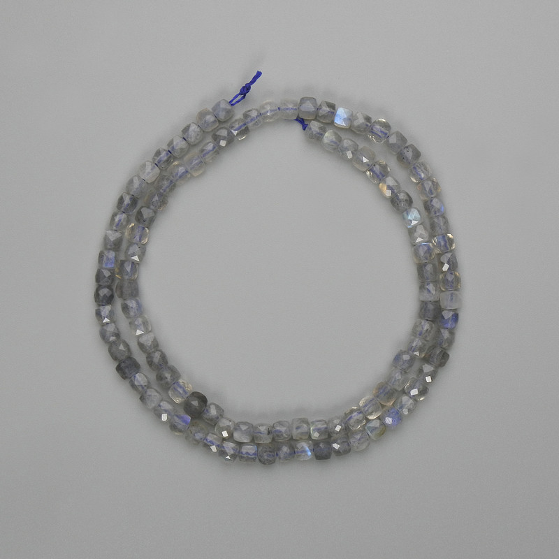 Labradorite Faceted Cube Beads 3.5x3.5mm±, Length ~39cm on Thread