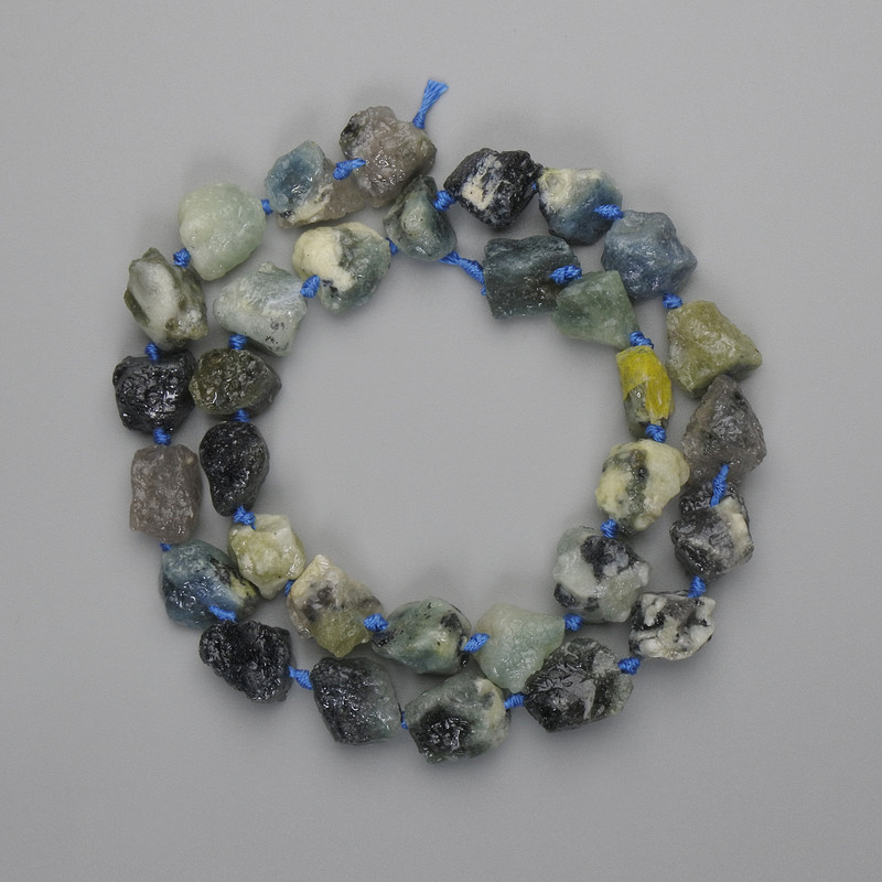 Blue Tourmaline Beads Untreated Stone 9-12×8-11mm+-, 41 cm long+