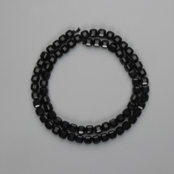 Black tourmaline beads faceted cube 5x5mm, length 38cm