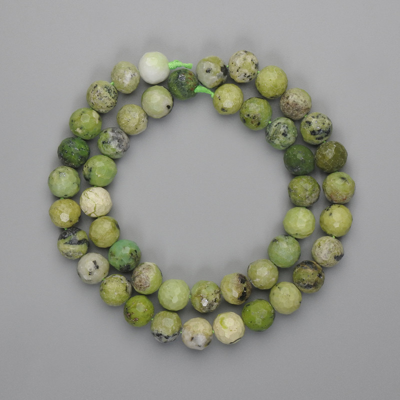 Jadeite Beads Faceted Round 9mm, on a String 39cm