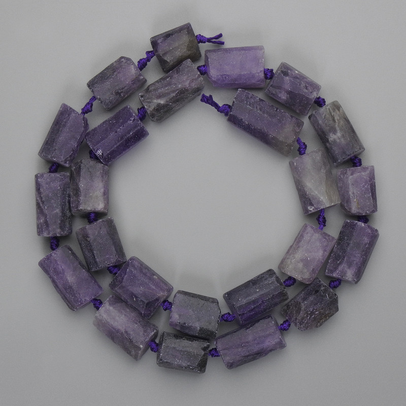 Amethyst Beads Raw Stone Cut 12-19×10-11mm+-, length 45cm+