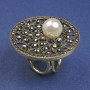 Brooch clip for scarves and shawls with white Mallorca rhinestones, 40mm+ golden metal clip, diameter 22mm+