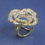 Brooch clip for scarves and shawls with white rhinestones flower 33mm+- golden metal clip, diameter 22mm+