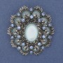 Brooch Pendant Accent Cat's Eye Blue Crystals Silver Metal 54x47mm+