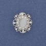 Brooch Accent Cat's Eye with White Rhinestones Silvery Metal 22×19mm+
