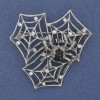 Spider Brooch on Web with White and Black Rhinestones Silver Metal 43x43mm+
