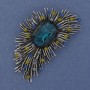 Brooch pendant Accent green crystal rhinestones color dark silver silvered metal 60x35mm+