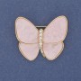 Brooch Butterfly pink pearlized gold-tone metal 26×29mm+