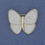 Brooch Butterfly light gray Pearlized gold-tone metal 26x29mm+