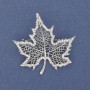 Brooch Cloven Leaf with White Crystals Silver-Toned Metal 45×44mm+