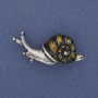 Brooch Snail enamel silver metal 39x22mm+
