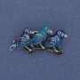 Brooch Birds on a Branch Blue Enamel Silver Metal 35x19mm+
