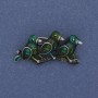 Brooch Birds on a Branch Green Enamel Silver Metal 35×19mm+