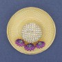 Brooch Pendant Hat with White Rhinestones Purple Enamel Gold Metal 53mm+