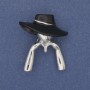 Brooch: Girl in a Black Hat, Silver Metal 34x30mm+