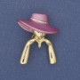 Brooch: Girl in a Pink Hat, Gold-toned Metal 34x30mm+