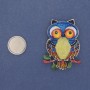 Magnetic Brooch Owl with Colorful Enamel on Silver Metal 55x40mm+