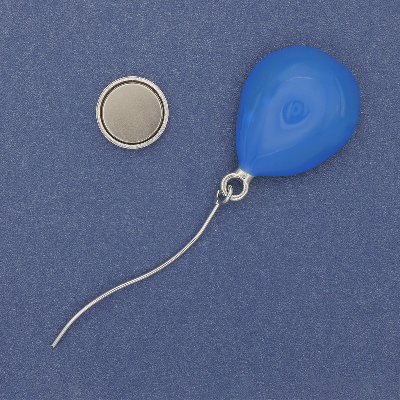 Magnetic Pin Blue Enamel Heart Silver Metal 83x24mm