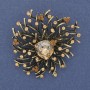 Brooch pendant Accent with Yellow Crystal and Yellow Stones on Golden Metal 47x42mm+
