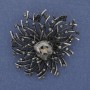 Brooch pendant Accent with gray crystal gray rhinestones silver metal 47×42mm+