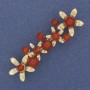 Brooch 'Flowers' Carnelian with Golden Metal 55×17mm+