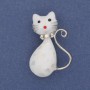 Brooch 'Cat' Chalcedony, Silvery Metal 38x25mm+