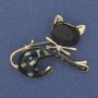 Brooch Cat Chalcedony Cat's Eye Golden Metal 43x34mm+