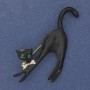 Brooch Cat Black Enamel with Crystals Gold-Tone Metal 60x37mm+