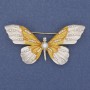 Brooch Butterfly White Rhinestones Enamel Gold-tone Metal 60x35mm+
